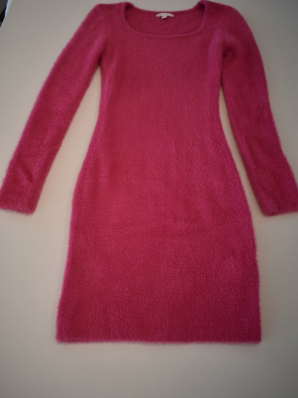 Gianni Bini Small Women's Bodycon Pink Fuzzy Sweater Dress Long Sleeve Barbie